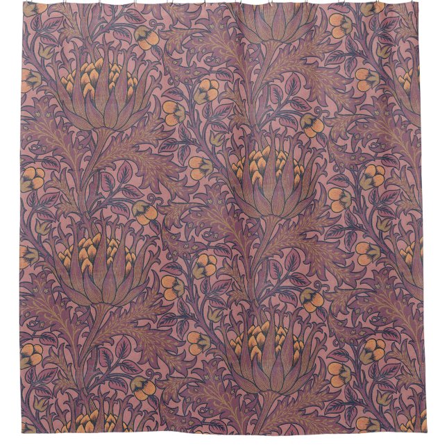 Cortina Para Box William Morris Artichoke Wine e Dourado (Frente)