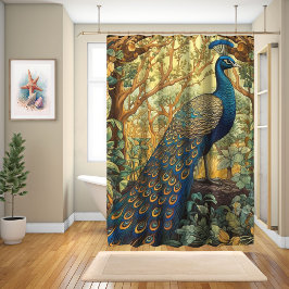 Cortina Para Box William Morris Design, Peacock Na Floresta
