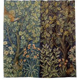 Cortina Para Box William Morris Faisão Pássaro Árvore Flor