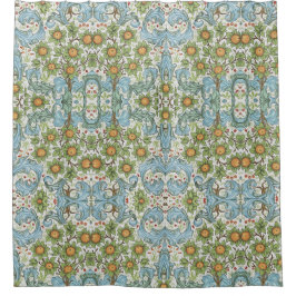 Cortina Para Box William Morris Floral Flowers Acanthus Deixa Azul