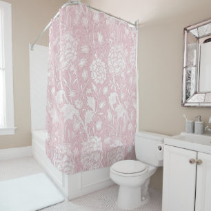 Cortina Para Box William Morris Floral Patterno a Rosa