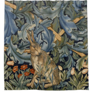 Cortina Para Box William Morris Forest Rabbit Floral Art Nouveau