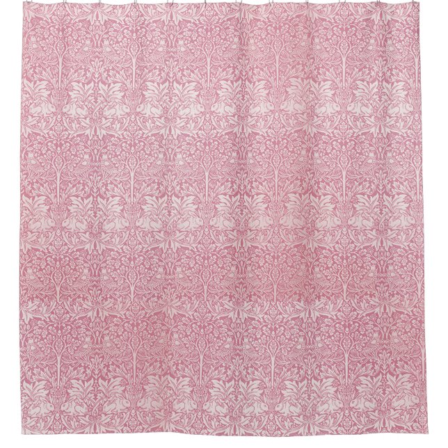 Cortina Para Box William Morris Forest Rabbit Foliage Pink (Frente)