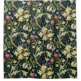 Cortina Para Box William Morris Ouro Lily Floral Patterno