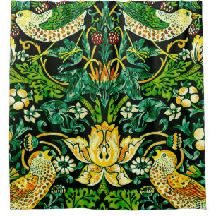 Cortina Para Box William Morris Strawberry Thef Green And Orange