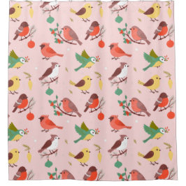 Cortina Para Box Winter Christmas Birds Kids