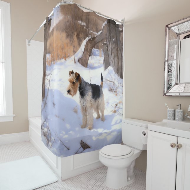 Cortina Para Box Wire Fox Terrier Deixe Nevar Natal  (In Situ)