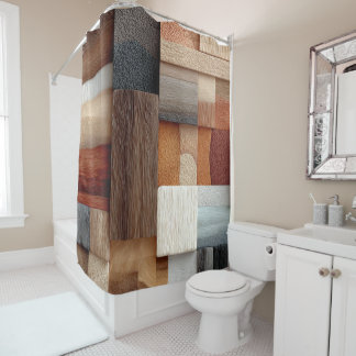 Cortina Para Box Wood Block Art Shower Curtain