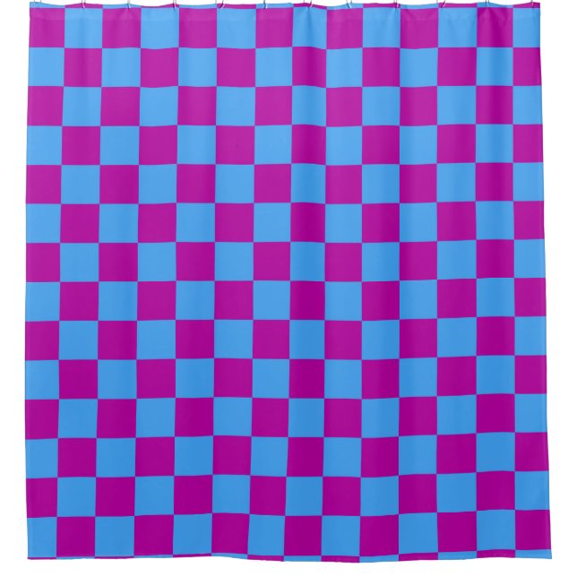 Cortina Para Box Xadrez Azul Roxo (Frente)
