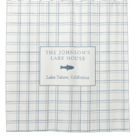 Cortina Para Box Xadrez Clássica Personalizável Lago Casa Azul