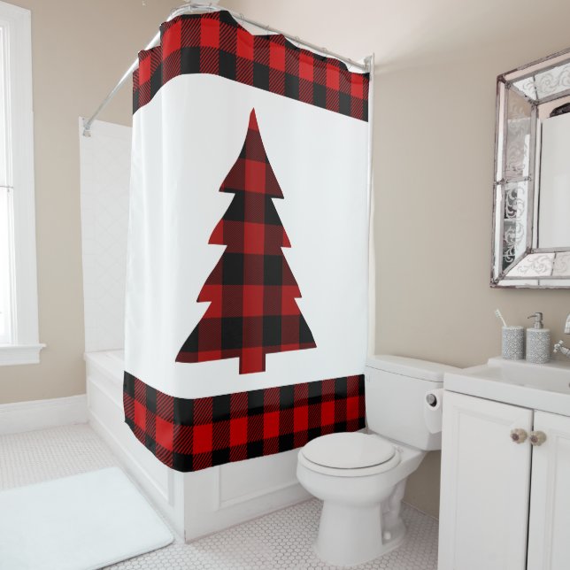 Cortina Para Box Xadrez de Búfalo Férias Árvore de Natal Country (In Situ)
