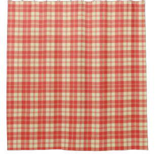Cortina Para Box Xadrez de Clã Vermelho e Branco Tartan