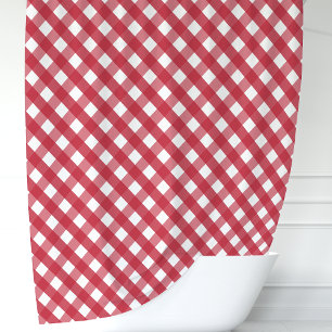 Cortina Para Box Xadrez de Gingham Vermelho e Branco