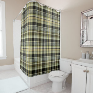 Cortina Para Box Xadrez de tartan amarelo-marrom.