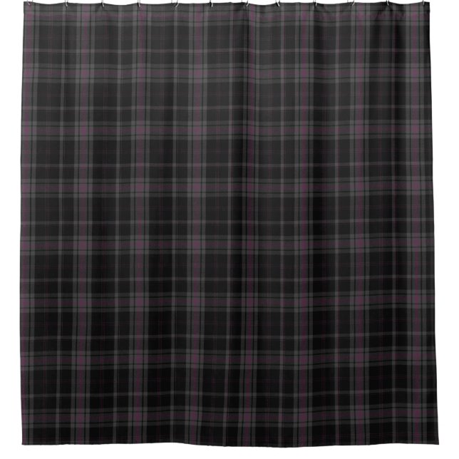 Cortina Para Box Xadrez Escocesa de Tartan Preta e Rosa (Frente)