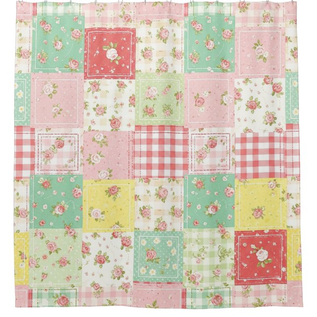 Cortina Para Box Xadrez Ginga Floral Pastel Suave (Frente)