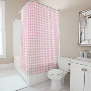 Cortina Para Box Xadrez retrô Gingham no Pastel Pink