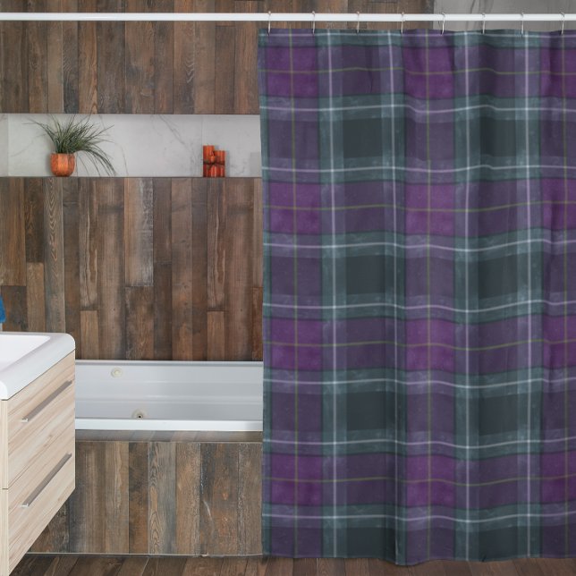 Cortina Para Box Xadrez Roxo Verde (Criador carregado)