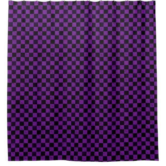 Cortina Para Box Xadrez Rústico, Roxo e Preto (Frente)