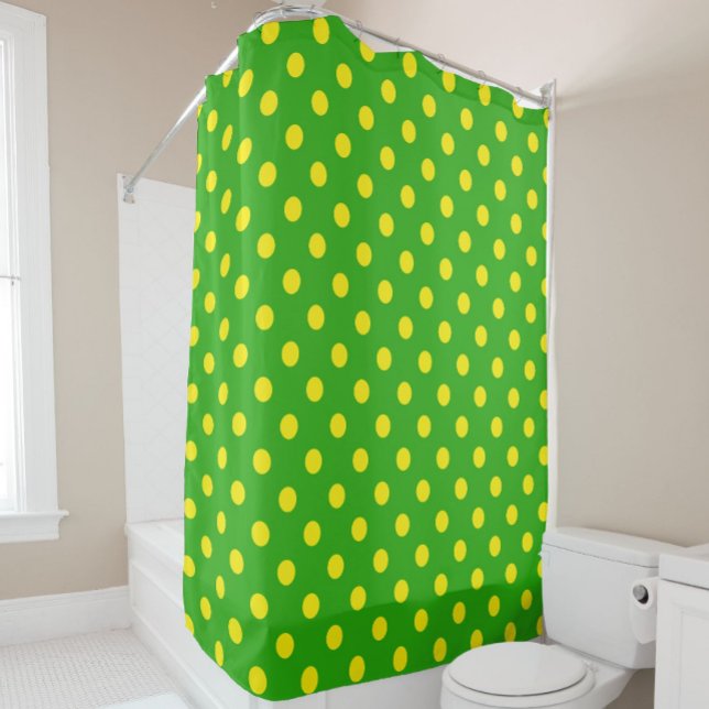 Cortina Para Box Yellow On Green Polka Dots Pattern Design  (Criador carregado)
