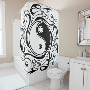 Cortina Para Box Yin Yang Tattoo Estilo Ornamental