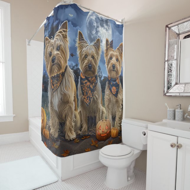 Cortina Para Box Yorkipoo Halloween Assustador  (In Situ)