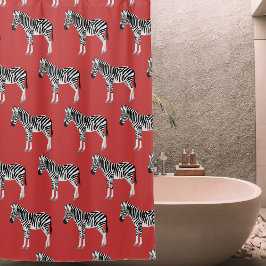Cortina Para Box Zebra Exótica Animal Padrão Vermelho Profundo