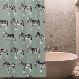 Cortina Para Box Zebra Exótica Animal Standard Sage Green