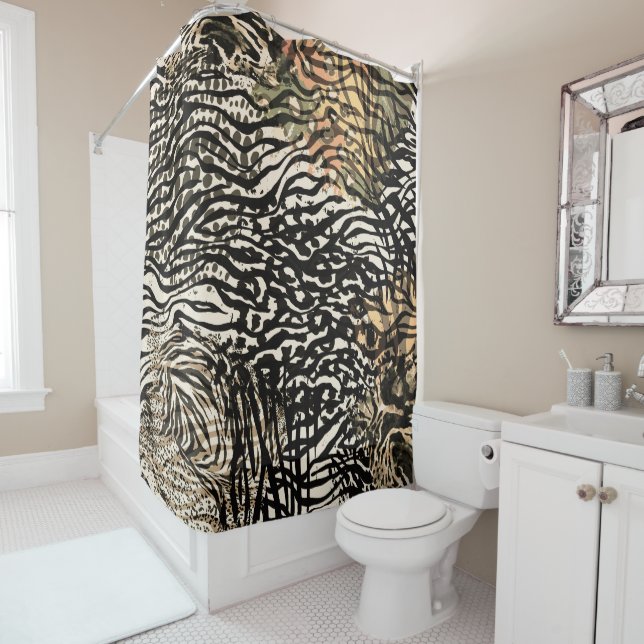 Cortina Para Box Zebra Print Shower Curtain (In Situ)