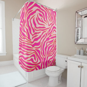 Cortina Para Box Zebra Stripes Rosa Laranja Cor-de-rosa Impressão