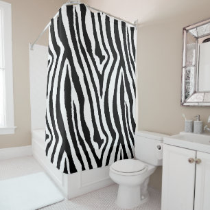 Cortina Para Box Zebra Strips Preto e Branco   Impressão em animais