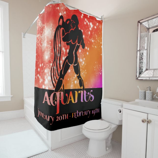 Cortina Para Box Zodíaco: Aquarius Orange Space Design (In Situ)
