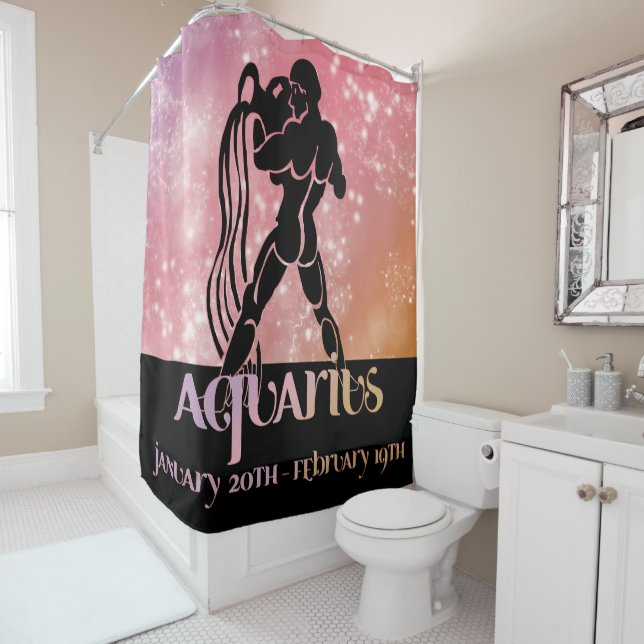 Cortina Para Box Zodíaco: Aquarius Pink Space Design (In Situ)