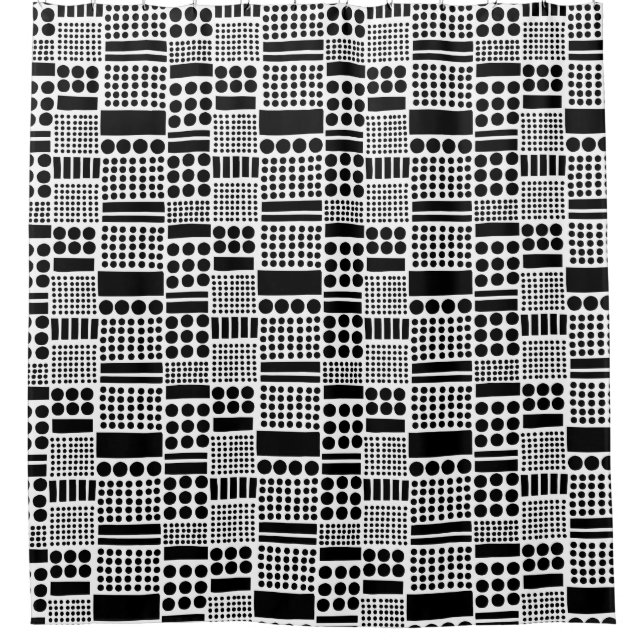 Cortina Para Chuveiro 100416 - Preto em branco (Frente)