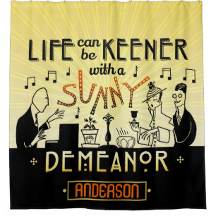 Cortina Para Chuveiro 20s Arte Retroativa Deco Demanor Sensível Nome Per