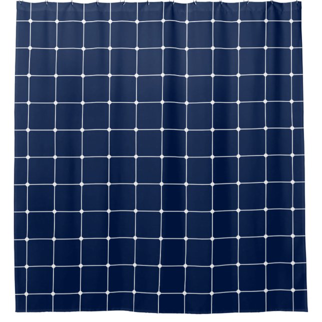 Cortina Para Chuveiro 260216 Grid v2 - Branco sobre Azul #001744 (Frente)