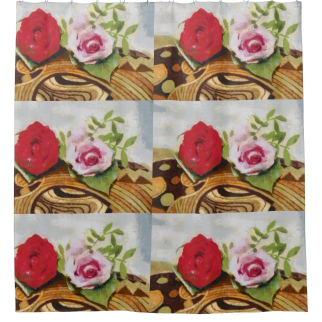 Cortina Para Chuveiro 2 pintura rosa (Frente)