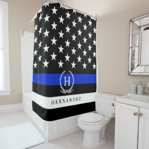 Cortina Para Chuveiro A polícia Monogrammed denominou a bandeira