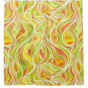 Cortina Para Chuveiro Abstrato amarelo alaranjado do vitral