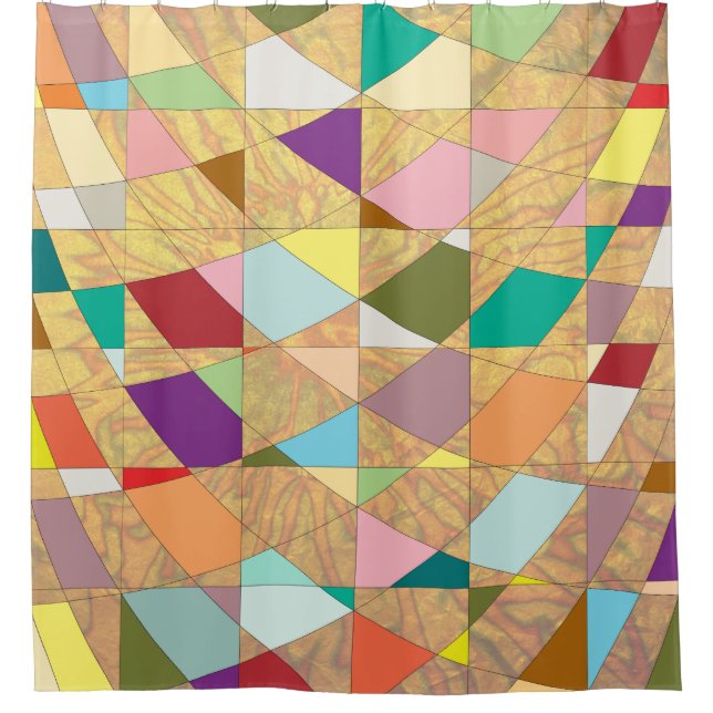 Cortina Para Chuveiro Abstrato Cores Sun Burst (Frente)