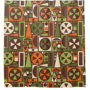 Cortina Para Chuveiro Abstrato geométrico moderno do meio século retro