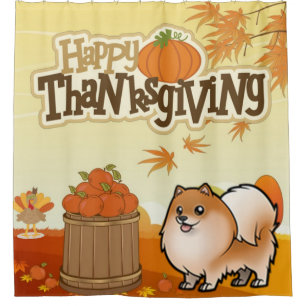 Cortina Para Chuveiro Acção de graças feliz Pomeranian