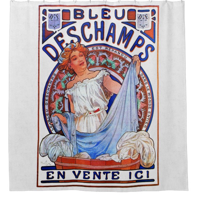 Cortina Para Chuveiro Alfons Mucha 1897 Bleu Deschamps (Frente)