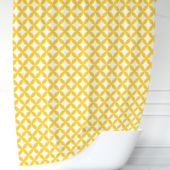 Cortina Para Chuveiro Amarelo e Branco Geométrico (Criador carregado)
