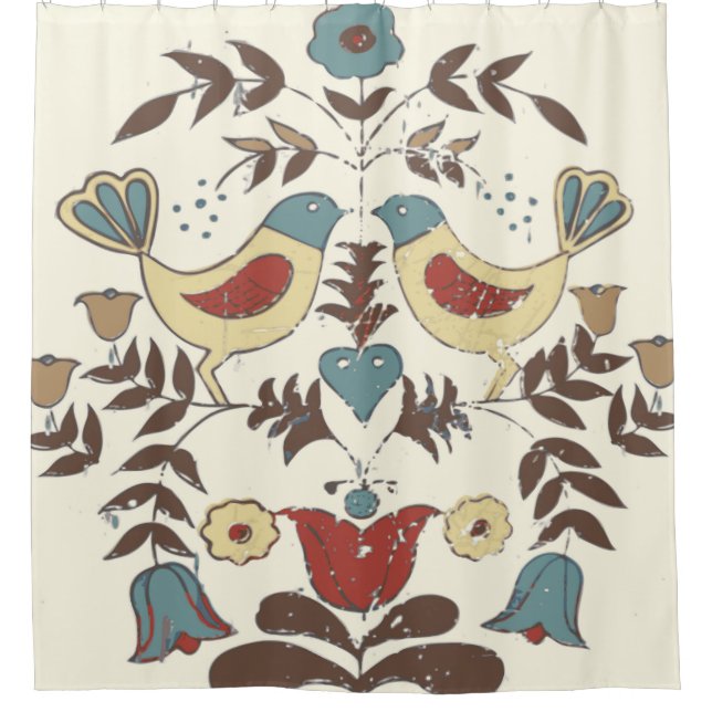 Cortina Para Chuveiro Amish Hex Sinal Bird Americana da Pensilvânia Hola (Frente)