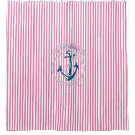 Cortina Para Chuveiro Âncora Náutica,Corda, Navegação,Faixa, Moderna