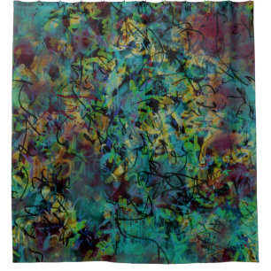 Cortina Para Chuveiro Arte Abstrato Rabiscado Multicolorido