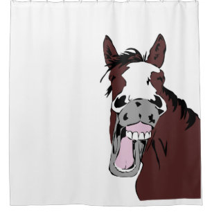 Cortina Para Chuveiro Arte de riso do animal de fazenda dos desenhos