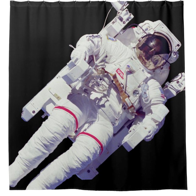 Cortina Para Chuveiro Astronauta Jetpack Spacewalk Earth Foto (Frente)