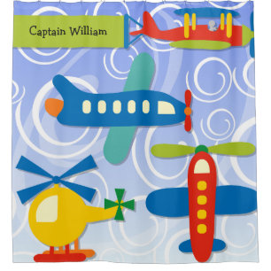 Cortina Para Chuveiro Aviões-piloto de pequeno porte personalizados